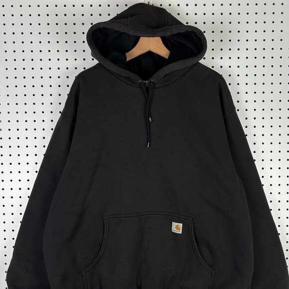 Carhartt Vintage Waffle Lined Hoodie XXL Jacket Vintage Dark Brown Weave Work - Picture 2 of 8